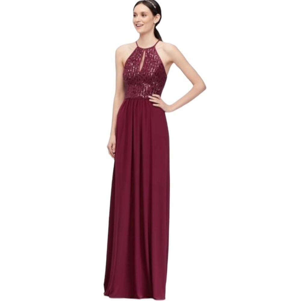 David’s Bridal Studio Sequin Keyhole High-Neck Jersey
Dress, New with Tags